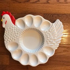 Vintage rooster deviled egg plate
